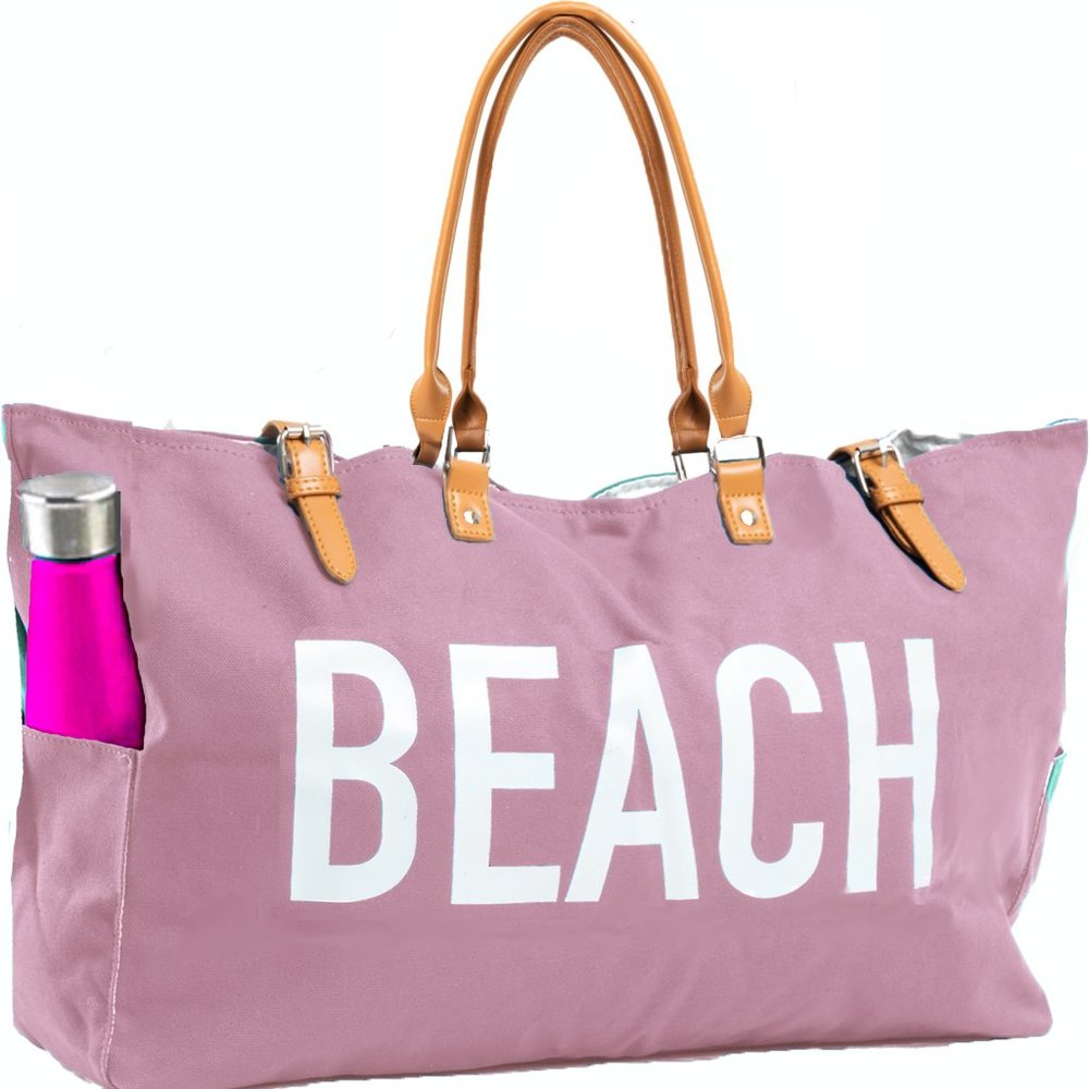 KEHO "Beach Vibes" Large Beach Bag/Tote (Pink)